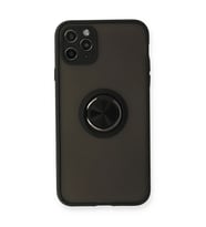 Apple İphone 11 Pro Kılıf Montreal Yüzüklü Silikon Kapak - Siyah