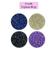 Dökme Cam Kum Boncuk (11/0) 2 mm - 4 Renk - Toplam 80 Gram - BNC403