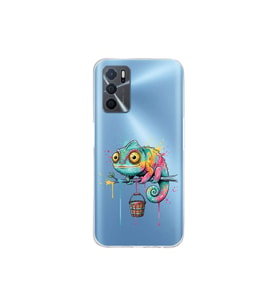 Oppo A16 ile Uyumlu Splash Bukalemun Tasarımlı Şeffaf Silikon Kılıf