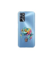 Oppo A16 ile Uyumlu Splash Bukalemun Tasarımlı Şeffaf Silikon Kılıf