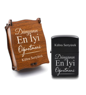 Öğretmenler Gününe Özel Ahşap Kutulu Zippo Tipi Benzinli Çakmak