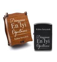 Öğretmenler Gününe Özel Ahşap Kutulu Zippo Tipi Benzinli Çakmak