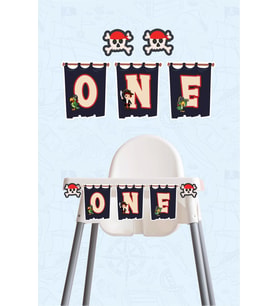Korsan Konsepti Doğum Günü * ONE Banner Kalın Kağıt