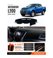 MITSUBISHI L200 (2015-2021) Uyumlu Torpido Örtüsü Torpido Kılıfı - Siyah Mavi