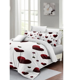 White Love 3d Pamuk Saten %100 Pamuk Çift Kişilik Nevresim Takımı