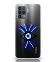 Oppo Reno 5 Lite Uyumlu Nazar Göz Desenli Şeffaf Telefon Kılıfı