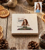 Kişiye Özel Karikatürlü Yoga Lover Meditasyon Bardak Altlığı Doğum Günü Hediyesi