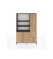 Arges Gardrop 7 Raflı 6 Çekmeceli Tek Kapaklı  132x30x195 Antrasit-Çam