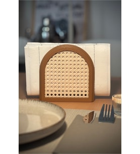 Şık Rattan Görünümlü Plastik Peçetelik 13x13 cm, Dekoratif ve Pratik Tasarım