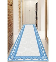Dijital Baskılı Kaymaz Taban Yıkanabilir Modern Yolluk Ve Koridor Halısı NDU-HK-19 (Mavi)