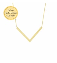 14k Altın V model Geometrik Kolye