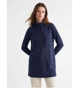 LCW Modest Lacivert Dik Yaka Soft Touch Kadın Sweatshirt Tunik
