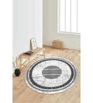 Dijital Baskılı Kaymaz Taban Yıkanabilir Yuvarlak Salon Halısı Koridor Halısı Paspas NDY-SD-1081 (Gri)