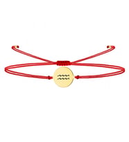 Alberaccessories, Kova Burç, 925 Ayar Gümüş, Astroloji Tasarım, Kırmızı Şans Burç Bileklik