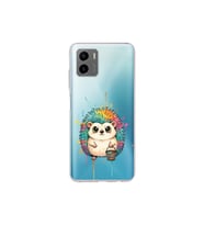Vivo Y15S ile Uyumlu Splash Kirpi Tasarımlı Şeffaf Silikon Kılıf