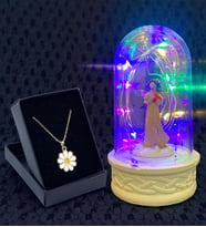 Renkli Led Işıklı Tasarım Fanus ve Tasarım Kolye Hediye Seti (Model 3)