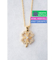 Jewelmim 4 Dört Yapraklı Yonca Gümüş Kolye Sarı Altın Kaplama Yoncalı 925 Ayar Kadın Gümüş Yonca Kolye (Sarı)