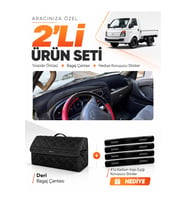 e-biz HYUNDAİ H100 (2004-2019) Uyumlu Torpido Örtüsü + Deri Bagaj Çantası Seti - Siyah - HU022