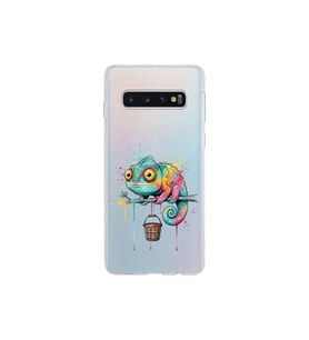 Samsung Galaxy S10 ile Uyumlu Splash Bukalemun Tasarımlı Şeffaf Silikon Kılıf