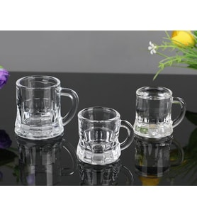 6 Lı Mini Bardak 55 ML Zemzem Shot Bardağı Kalın Taban Mini Kulplu Tasarım Kahve Yanı Bardağı Mini Bardak