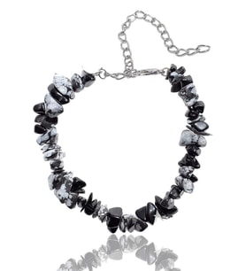 Sertifikalı Karlı Obsidyen Kırık Doğal Taşlı Bileklik 1.kalite (MEKSİKA) (Çok Renkli)