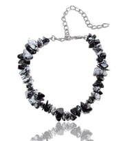 Sertifikalı Karlı Obsidyen Kırık Doğal Taşlı Bileklik 1.kalite (MEKSİKA) (Çok Renkli)