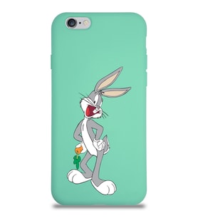 Apple iPhone 6 Plus Uyumlu Lansman Kılıf Bugs Bunny Tasarımlı Altı Kapalı İçi Kadife Kaplı  Kapak (Şeffaf)