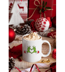 Grinch Happy New Year Kalp Kupa Bardak (Beyaz)