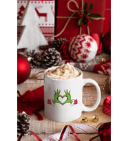 Grinch Happy New Year Kalp Kupa Bardak (Beyaz)