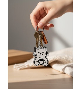 Kahve İçen Kedi Anahtarlık