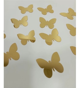 Dekoratif Kelebek Aynalı Gold Pleksi Dekorasyon Ürünü (12 ADET) 5x6cm (KENDİNDEN YAPIŞKANLI)