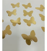 Dekoratif Kelebek Aynalı Gold Pleksi Dekorasyon Ürünü (12 ADET) 5x6cm (KENDİNDEN YAPIŞKANLI)