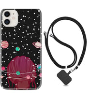 Apple iPhone 11 12 13 Mini Kılıf Boyun Askılı Silikon Space Woman 1311