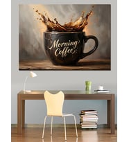 Morning Coffee Sıçrayan Kahve Tablosu Dekoratif Kanvas - Mdf Ahşap Tablo