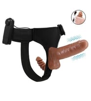 16 cm Belden Bağlamalı Çift Taraflı Yeni Nesil Titreşimli Strapon Dildo