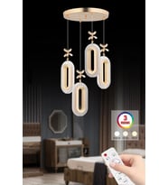 Alfa Led 4'lü Gold Kumandalı 3 Renk Ledli Modern Led Avize