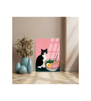 Kırılmaz Cam Tablo Noodle ve Kedi Görseli Sevimli Kırılmaz Cam Tablo Ev Hediyesi Ev Dekorasyonu