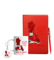Sevgililer Gününe Özel Kırmızı Defter Kalem Kupa & Süblimasyon Anahtarlık Hediye Seti 13