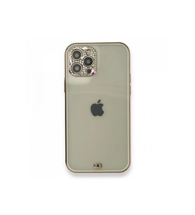 Pilelistore   iPhone 12 Pro Kılıf Liva Taşlı Silikon - Beyaz