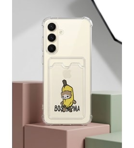 Northcity Samsung S25 FE Boş Yapma Muz Detaylı Kart Bölmeli Şeffaf Telefon Kılıfı