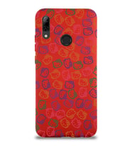 Huawei P Smart 2019 Uyumlu Lansman Kılıf Hello Kitty Tasarımlı İçi Kadife Kapak-Kırmızı (Şeffaf)