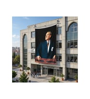 Istikbal Göklerdedir Atatürk Portresi Poster Bayrak Raşel Kumaş 6x9 metre ATA32