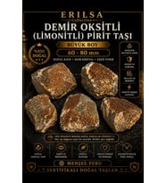 Sertifikalı Demir Oksitli Limonitli Pirit Doğal Taşı Kütle 60-80 mm Büyük Boy Ham