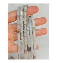 Bileklik Boy Ay Taşı Silindir Kesim 5.5x7.5mm Yarım Dizi (49316) (18CM UZUNLUĞUNDADIR)