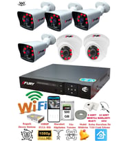 FURY 2 İç 4 Dış Kameralı 5mp Lens 2mp Görüntü Gece Görüşlü Full Hd Güvenlik Kamerası 14125525 500GB