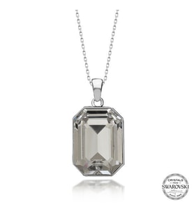 Crystal Taşlı  Baget 925 Ayar Gümüş Kolye