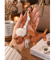 Köpek Figürlü Çanta Charm Taba Krem Bag Charm Sevimli Çanta Süsü ve Anahtarlık