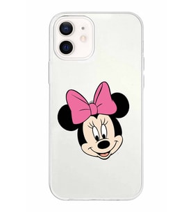Apple iPhone 12 Mini Uyumlu Kapak Minnie Mouse Tasarımlı Şeffaf Silikon Kılıf