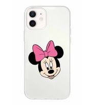 Apple iPhone 12 Mini Uyumlu Kapak Minnie Mouse Tasarımlı Şeffaf Silikon Kılıf