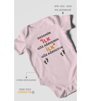 Dedemin İlk Göz Ağrısıyım Baskılı Bebek Zıbını – Çıtçıtlı Body  %100 Pamuk Kısa Kol (Bebek Pembesi)